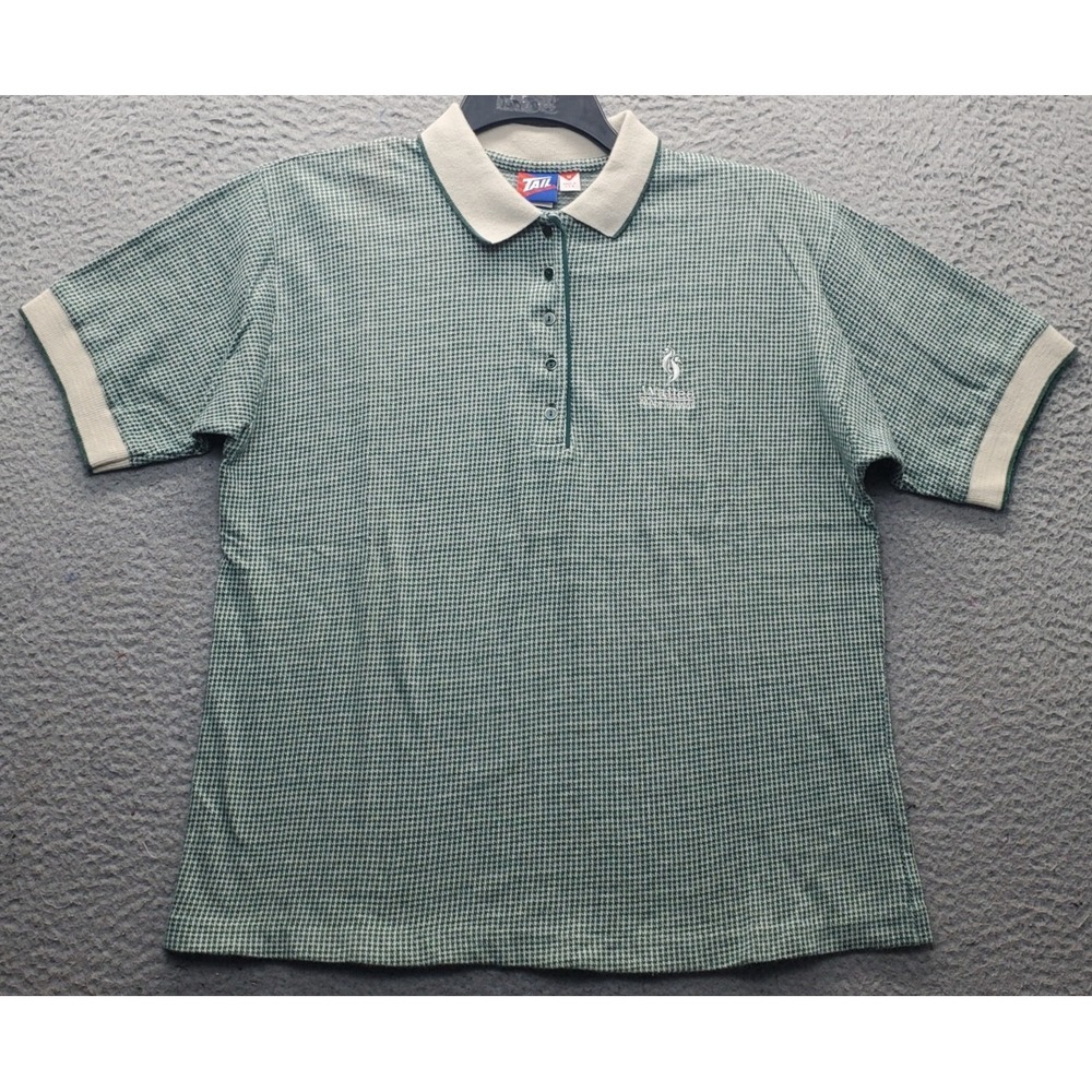 Vtg 90s Wailea Maui Hawaii Tail Golf Polo Shirt Men Medium Multi Houndstooth USA